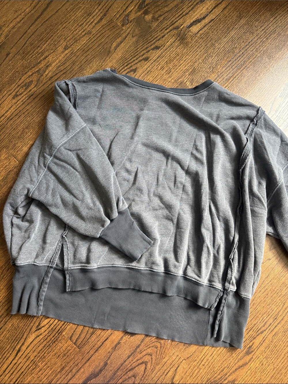 Free People Washed Charcoal Oversized Crew Pullover - Picture 3 of 3